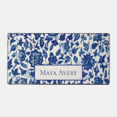 Vintage Blue Floral Pattern デスクマット (正面)