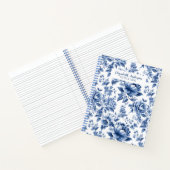 Vintage Blue Floral Rose Pattern ノートブック (内部)