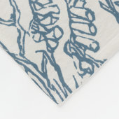 Vintage Blue Floral Sketch Pattern フリースブランケット (角)