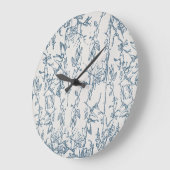 Vintage Blue Floral Sketch Pattern Wall Clock ラージ壁時計 (傾斜)