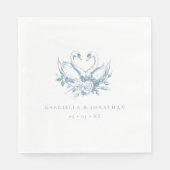 Vintage Blue Floral Swans Wedding スタンダードランチョンナプキン (正面)
