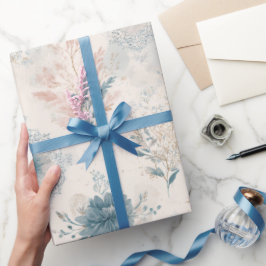 Vintage Blue Floral Wrapping Paper ラッピングペーパー