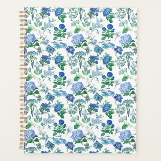 Vintage Blue Flowers Notebook プランナー手帳 (正面)