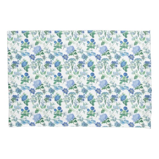 Vintage Blue Flowers Pillow Case 枕カバー (正面)