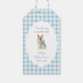 Vintage Blue Gingham Bunny Boy Baby Shower ギフトタグ (裏面)