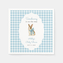 Vintage Blue Gingham Bunny Boy Baby Shower