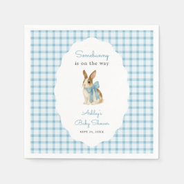 Vintage Blue Gingham Bunny Boy Baby Shower スタンダードカクテルナプキン
