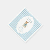 Vintage Blue Gingham Bunny Boy Baby Shower スタンダードカクテルナプキン (角)