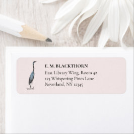Vintage Blue Heron Hand-Drawn Birdwatcher Address ラベル