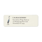 Vintage Blue Heron Hand-Drawn Birdwatcher Address ラベル (正面)