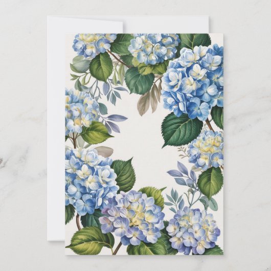 Vintage Blue Hydrangea Bridal Shower 招待状 (裏面)