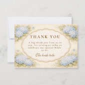 Vintage Blue Hydrangea Garden Bridal Shower サンキューカード (正面)