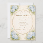 Vintage Blue Hydrangea Garden Bridal Shower 招待状 (正面)