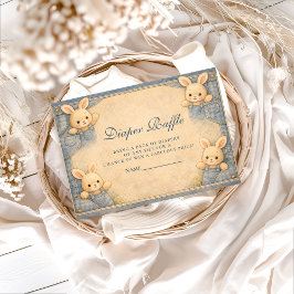 Vintage Blue Jeans Bunny Nursery Diapper Raffle エンクロージャーカード