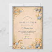 Vintage Blue Jeans Classic Baby Shower 招待状 (正面)