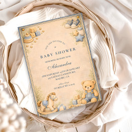 Vintage Blue Jeans Classic Baby Shower 招待状