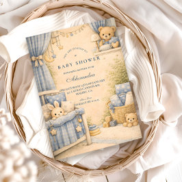 Vintage Blue Jeans Nurseryy Baby Shower 招待状