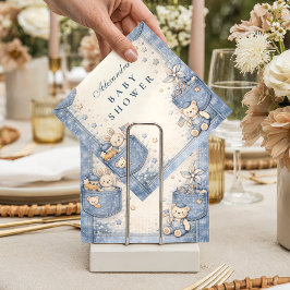 Vintage Blue Jeans Pocket Friends Baby Shower スタンダードカクテルナプキン