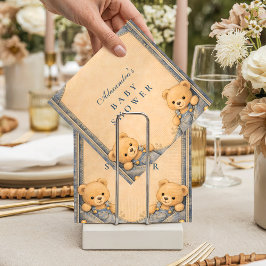 Vintage Blue Jeans Teddy Baby Shower スタンダードカクテルナプキン