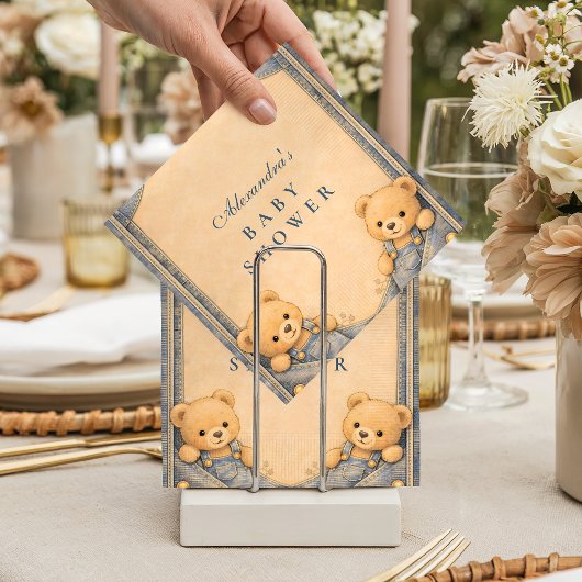 Vintage Blue Jeans Teddy Baby Shower スタンダードカクテルナプキン