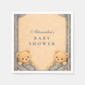 Vintage Blue Jeans Teddy Baby Shower スタンダードカクテルナプキン (正面)