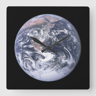 Vintage Blue Marble Earth Photo スクエア壁時計