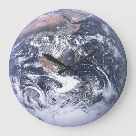 Vintage Blue Marble Full Earth Photo ラージ壁時計 (正面)
