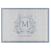 Vintage Blue Monogram Crest カッティングボード (正面)