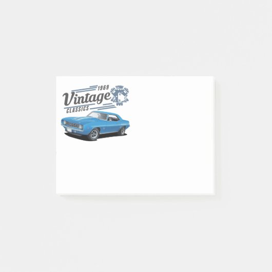 Vintage Blue Muscle Car ポストイット (正面)