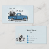 Vintage Blue Pickup Junk Removal Business Card  名刺 (正面/裏面)