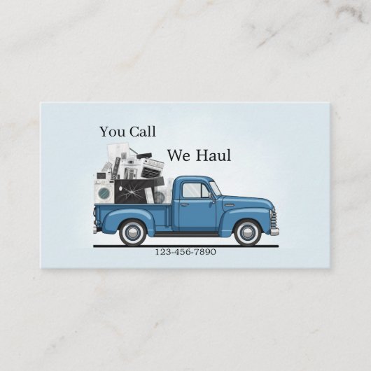Vintage Blue Pickup Junk Removal Business Card  名刺 (正面)