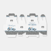 Vintage Blue Race Car 1st Birthday フェイバーボックス (折り畳みなし)
