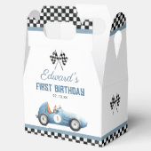 Vintage Blue Race Car 1st Birthday フェイバーボックス (オープン)