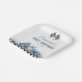 Vintage Blue Race Car 1st Birthday ペーパープレート (傾斜あり)