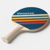 Vintage Blue Rainbow Angled Striping with Name 卓球ラケット (正面アングル)