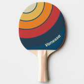 Vintage Blue Rainbow Circle Stripe with Name 卓球ラケット (裏面)