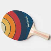 Vintage Blue Rainbow Circle Stripe with Name 卓球ラケット (横)