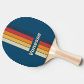 Vintage Blue Rainbow Pin Striped with Name 卓球ラケット (横)