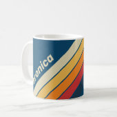 Vintage Blue Rainbow Striped with Name コーヒーマグカップ (正面左)