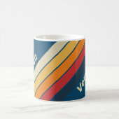 Vintage Blue Rainbow Striped with Name コーヒーマグカップ (中央)