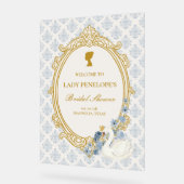 Vintage Blue Regency Cameo Bridal Shower アクリルサイン (傾斜)