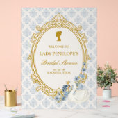 Vintage Blue Regency Cameo Bridal Shower アクリルサイン (ウェディング)