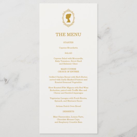 Vintage Blue Regency Cameo Bridal Shower メニュー (正面)