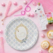 Vintage Blue Regency Swan Cameo Bridal Shower ペーパープレート (パーティー)