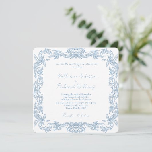 Vintage Blue Square Elegant Wedding  (スタンド正面)