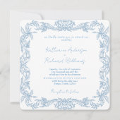 Vintage Blue Square Elegant Wedding  (正面)