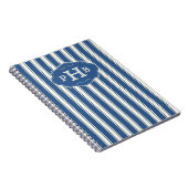 Vintage Blue Stripes Elegant Three-Letter Monogram ノートブック (右側)