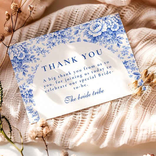Vintage Blue Toile Garden Bridal Shower サンキューカード