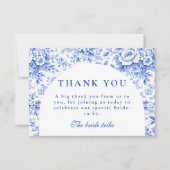 Vintage Blue Toile Garden Bridal Shower サンキューカード (正面)