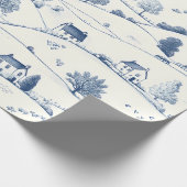 Vintage Blue Toile Landscape (2) ラッピングペーパー (角)